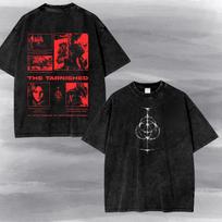 Elden Ring žaidimų vintažiniai rūgštimi skalauti marškinėliai - The Tarnished grafinis T-shirt, Elden Ring runa, Dovana žaidėjui. S black