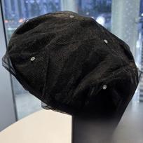 Lady Ballet Beret Hat With Pearl Mesh Embellishment For Casual Summer And Spring Wear Black Rhinestone black
