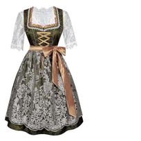 Moterų vokiškas Oktoberfest Dirndl suknelės 3 dalių rinkinys Tradicinis bavariškas Cosplay vakarėlio kostiumas su palaidine ir prijuoste XS gray