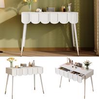 Vanity table, dressing table, with 2 drawers, metal legs, white, Dimensions: W100 × D40 × H76 cm 100 x 40 x 76 cm balta