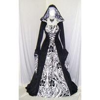 Moteriška gotikinė maxi suknelė Helovino Cosplay suknelės Retro ilgos viduramžių suknelės 5XL balta