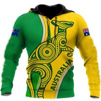 Australijos Vyriški gobtuvai 3D Visas Spausdinimas Kanguru Ruduo Ilgomis Rankovėmis Laisvalaikio Australijos Vėliava Streetwear Dizainerio Gobtuvėtas Gobtuvas L yellow