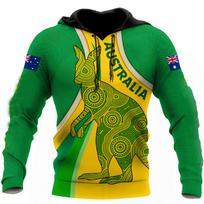 Australijos Vyriški gobtuvai 3D Visas Spausdinimas Kanguru Ruduo Ilgomis Rankovėmis Laisvalaikio Australijos Vėliava Streetwear Dizainerio Gobtuvėtas Gobtuvas 5XL yellow