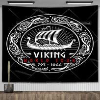Vikingų laivo gobeleno vėliava Gamtos kraštovaizdis Kalnai Gobelenai Langų užuolaida Sienos pakabinama meno puošmena svetainei 30X40in 76x102cm