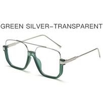 Plain Double Beam Large Frame Anti Blue Glasses Half Frame Square Ladies' New Sunglasses For Street Shooting 14.4*5*13cm gray