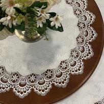 Vintažinė europietiška apvali nėriniuota staltiesė, padėkliukas Diameter 50cm Round gray