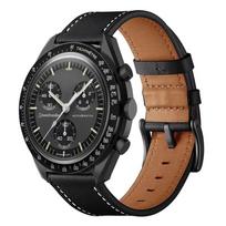 Vintažinis odinis dirželis Omega X Swatch bendram MoonSwatch klasikinis apyrankės apyrankė MoonSwatch laikrodžio apyrankės priedai Correa 20mm juoda