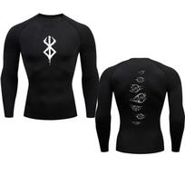 Anime Berserk Guts vyriški kompresiniai marškinėliai, fitnesas, sportinis bėgimas, aptempti sporto salės marškinėliai, sportiški, greitai džiūstantys marškinėliai vasarai M black