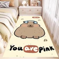 Kawaii Animacinis mielas Kapibara Spausdintas Kilimas Ins Mergaitės Miegamojo Dekoras Vaikų Kambarys Lipinėjimo Grindų Kilimėlis Neslystantis Minkštas Kilimas 40x60cm beige