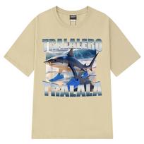 Vintage Tralalero Tralala Funny Shark Meme T-shirt Men Women Clothing Fashion T-shirts Casual Cotton Short Sleeve T Shirts Tops 4XL gray