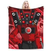 Dark Titan Speakerman Skibidi Toilet Plush Blankets Kids  Flannel Bedding Throws For Outdoor Soft Custom Quality Bedspread Gift 80x60in