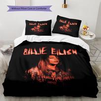 Billie Eilish raštuota patalynė, antklodės komplektas, antklodės užvalkalas, pagalvės užvalkalas namams, gimtadienio dovana (1 * antklodės užvalkalas + 2 * pagalvės užvalkalai, be šerdies) 140x200cm