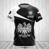Lenkijos vėliavos ženkliukas Kario kamufliažas 3D spausdinti vyriški apvalia iškirpte trumpomis rankovėmis didelio dydžio laisvi madingi marškinėliai Sportiniai greitai džiūstantys S black