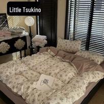 Korean Designer Muslin Cotton 4-Piece Set: Skin-Friendly, Soft, All-Season, Machine Washable, Seamless. 200x230 gray