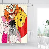Mikė Pūkuotukas Animacinis mielas spausdintas Anime Namų dekoras Vonios reikmenys Dušo užuolaida Vandeniui atspari 100% poliesteris W60H190(CM)-1 Pcs yellow