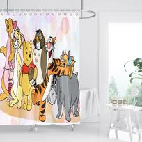 Mikė Pūkuotukas Animacinis mielas spausdintas Anime Namų dekoras Vonios reikmenys Dušo užuolaida Vandeniui atspari 100% poliesteris W90H165(CM)-1 Pcs