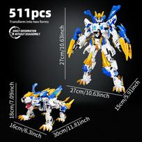 2-in-1 Transforming White Tiger Mech Warrior, Robot Action Figure Building Toy, Cyber Guardian Beast Model Kit Gift for Boys white