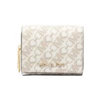 MICHAEL KORS Empire Iconic Logo Printed Tri-Fold PVC Wallet Unisex Couple Style Vanilla ruda