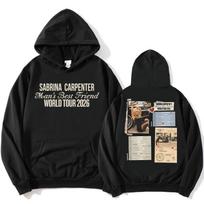 Man's Best Friend Tour 2026 Hoodies Singer Sabrina Carpenter Graphic Sweatshirts Fleece Long Sleeve Hooded Male Pullovers Unisex M black