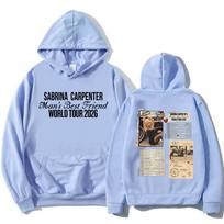 Man's Best Friend Tour 2026 Hoodies Singer Sabrina Carpenter Graphic Sweatshirts Fleece Long Sleeve Hooded Male Pullovers Unisex XL gray