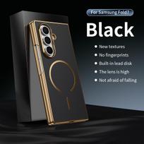 For Samsung Galaxy Z Fold 7 6 5 4 3 Kevlar texture magnetic anti-drop anti-fingerprint film foldable phone case For Galaxy Z Fold 5 juoda