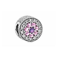 Pandora Sparkling floral pink and purple charm bracelet diy loose beads women's silver 791820PCZMX sidabras