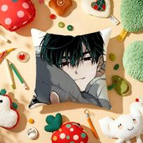 A-Alien S-Stage Ivan Cool Anime Boy Pillow Case Plush Fabric Soft Double-Sided Printed Sofa Warm Winter Home Gift Cushion Cover Peach skin 18*18(CM)-1Pcs black