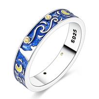 Nauji Originalūs 925 Sidabro Žiedai Žvaigždė Saulė Žvaigždėtas Dangus Sidabrinis Cirkonio Žiedas Moterims Vestuvių Metinių Papuošalas Dovana 7 blue