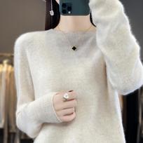 Moterų kašmyro megztinis Qinghe Cashmere 30% kašmyro 70% vilnos Rudens ir žiemos kašmyro megztinis minkštas ir šiltas XXL smėlis