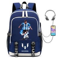 Futbolo žvaigždės kuprinė su USB įkrovimu, mokyklinė kuprinė, studento kuprinė, kompiuterio krepšys, vaikiška kuprinė Backpack