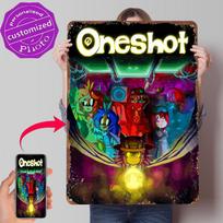 Oneshot Game Printed Poster Customized Wall Art Retro Vintage Metal Tin Signs for House Bedroom Decoration Gaming Room Ornaments 20x30cm（7.8x11.8inch） blue