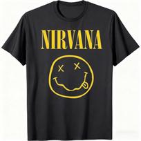 Nauji roko grupės Nirvana vyriški marškinėliai Hip-Hop stiliaus vyriški ir moteriški didelio dydžio Y2K marškinėliai Laisvi kasdieniai lauko drabužiai Unisex L black
