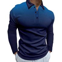 Stilingi ilgomis rankovėmis polo marškinėliai, taškuotas raštas, laisvalaikio vyriškas mados viršutinis drabužis 5XL black