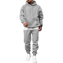 Men's Hooded Sweatsuit Set with Loose Fit for Fall Winter Casual Athletic Wear S šviesiai pilka spalva