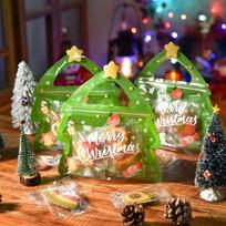 10 vnt. Kalėdiniai dovanų maišeliai saldainiams, šokoladui, sausainiams, nuga, biskvitams pakuoti, dovanų eglutei, Kalėdų seneliui su užtrauktuku 10PCS green