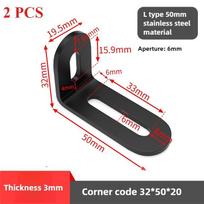 Black Stainless Steel Adjustable Angle Code Long Hole Activity 90 ° Right Angle Furniture Fixer L-shaped Shelf Bracket Connector