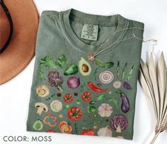 Vegetable Garden Shirt Comfort Colors®, Veggies Tee, Tomato Avocado Cucumber Shirt, Botanical Tee, Gift For Gardener, Cottagecore Foodie Tee M gray