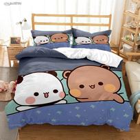 Bubu Dudu Cartoon Bear Panda Duvet Cover Cute kawaii Bedding sets Soft Quilt Cover and Pillowcases Single Double Queen King Kids EU Single 135*200cm/53x79in 3pcs beige