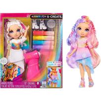 Rainbow High Air Brush & Create DIY Fashion Doll,Airbrush Marker Set,Washable Rainbow Markers,Long Hair,Purple Eyes,Colors,Create,Play,Rinse,Repeat violetinė