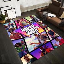 Grand Theft Auto VI Spalvingo dizaino kilimas Neslystantis kilimas, tinkamas svetainės ir miegamojo sofoms. 40x60cm( 15x23in ) white