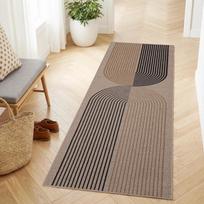 Boho geometrinis ilgas kilimas neslystantis, abstraktus arkos linijų raštas grindų kilimėlis skalbiamas, dekoratyvinis ilgas kilimas koridoriaus dekorui 50X150cm-Felt gray