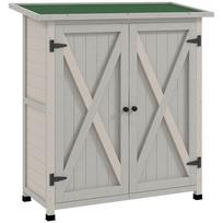 46.5 x 97cm Compact Wooden Storage Shed - Light Grey 110 x 55 x 117 cm šviesiai pilka spalva