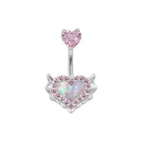 Fashion Pink Belly Button Rings Bow Heart Navel Piercing Ring For Women Girls Sexy Body Jewelry Navel Piercing Barbell Gifts A2 white
