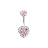 Fashion Pink Belly Button Rings Bow Heart Navel Piercing Ring For Women Girls Sexy Body Jewelry Navel Piercing Barbell Gifts A7