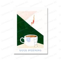 Kavos plakatas Drobės tapyba Labas rytas Kava Plaukikas Gilus nardymas Spaudinys Modernus Šiaurės šalių Sienų menas Paveikslai Virtuvei Namų dekoravimas 40x50cm No Framed bordinė