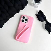 Lūpų dažų makiažas Minkštas silikoninis telefono dėklas, skirtas iPhone 16 14 15 Pro Max X Xs XR 11 13 12 Mini 6 7 8 Plus SE nešiojamas lūpų blizgesio dangtelis iPhone 11 rožinė