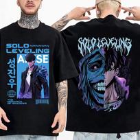 Solo Leveling T-Shirt Anime Manga Sung Jin Woo Unisex Shirt Soft Tee All Sizes  Oversized T Shirt Graphic T Shirts  Men Clothing 3XL gray