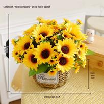 Saulėgrąžos Rožės Ikebana Šilkinis Puokštė: Dirbtinio gėlių meno dekoracija yellow