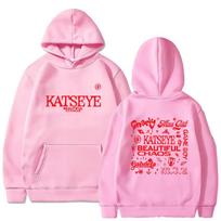 KATSEYE GRAŽAUS CHAOSO TŪRAS 2025 Spausdintas džemperis vyrams ir moterims Gabriela Ilgomis rankovėmis Gnarly vintage Vilnos hip hop street wear S pink