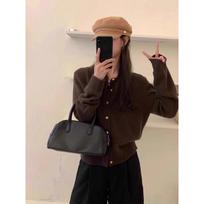 Raccoon velvet loose lazy wind sweater women's autumn and winter blue small gold buckle knitted cardigan jacket inside and outside average size tamsiai ruda spalva